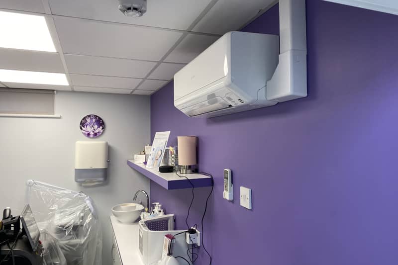 Air conditioning installation at a beauticians.