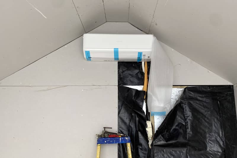 Air conditioner installed during a home renovation.