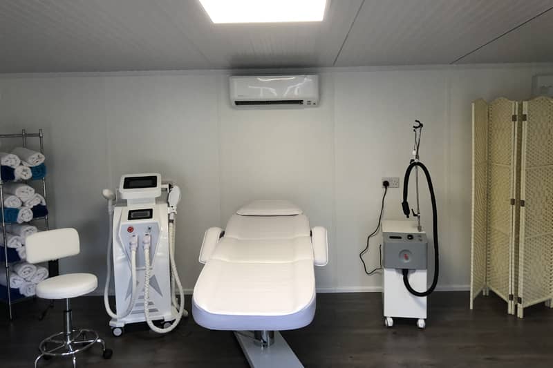 Wall mounted air conditioner installed in a therapy suite.