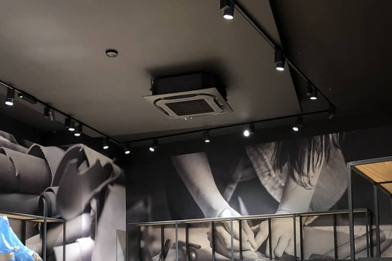 Ceiling mounted air conditioning installed at a retail store.