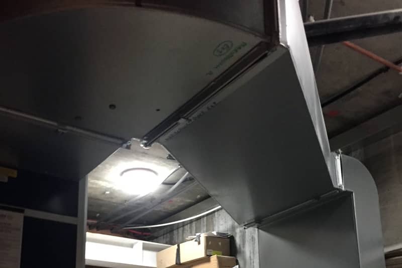 HVAC ducting installed in a boiler room