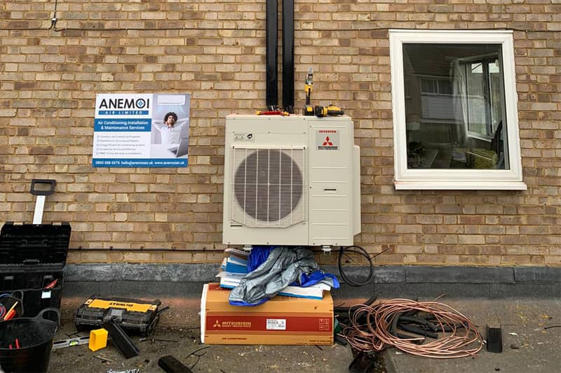 External Mitsubishi inverter during installation.