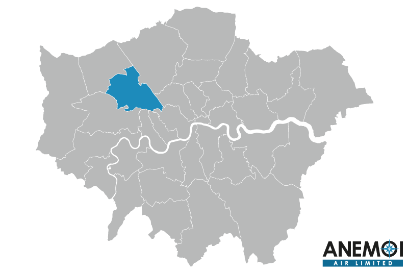 Greater London map with the London Borough of Brent highlighted.