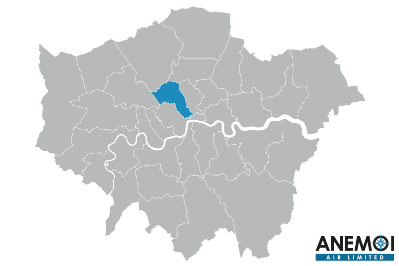 Greater London map with the London Borough of Camden highlighted.