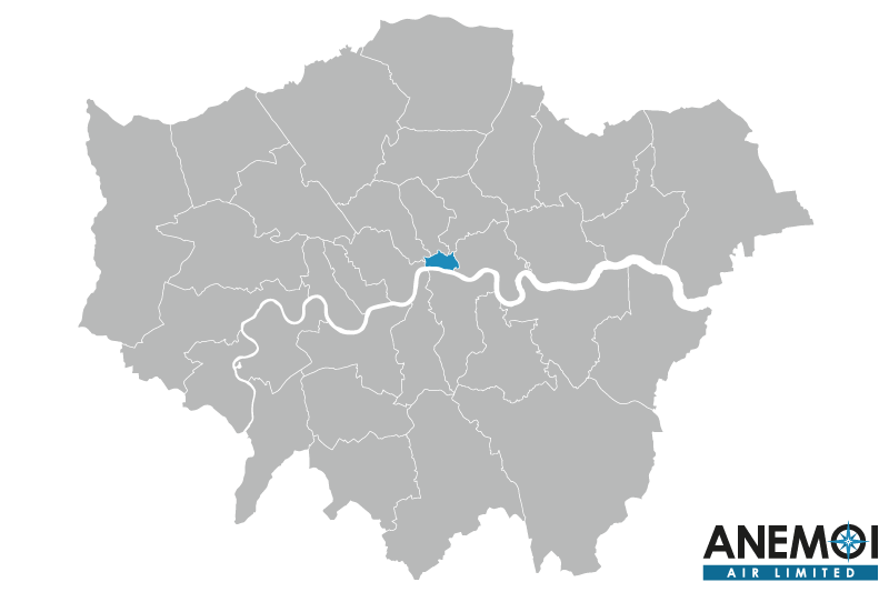 Greater London map with the City of London highlighted.