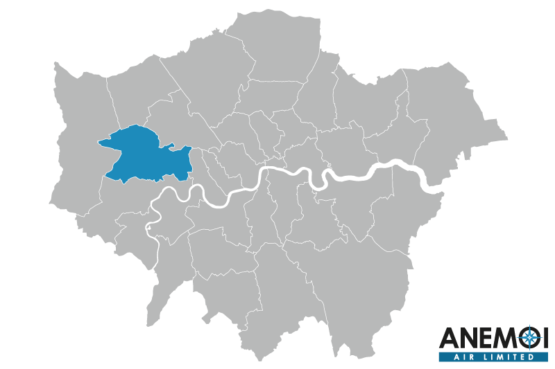 Greater London map with the London Borough of Ealing highlighted.