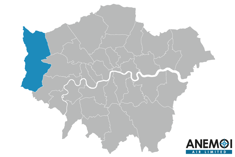 Greater London map with the London Borough of Hillingdon highlighted.