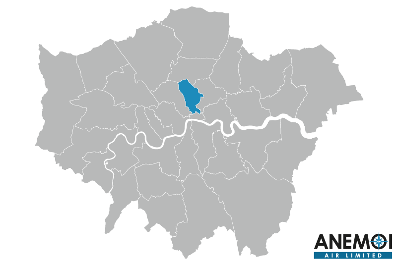 Greater London map with the London Borough of Islington highlighted.