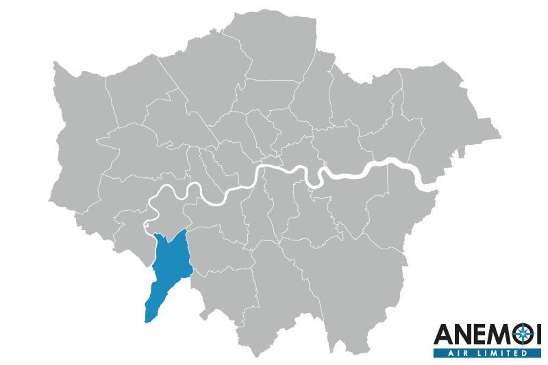 Greater London map with the Royal Borough of Kingston upon Thames highlighted.
