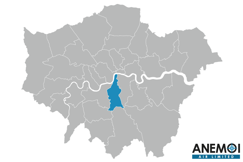 Greater London map with the London Borough of Lambeth highlighted.
