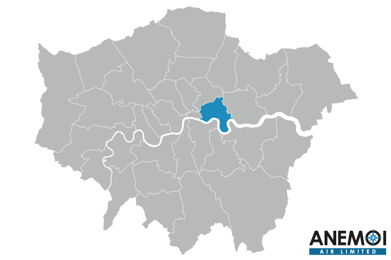 Greater London map with the London Borough of Tower Hamlets highlighted.